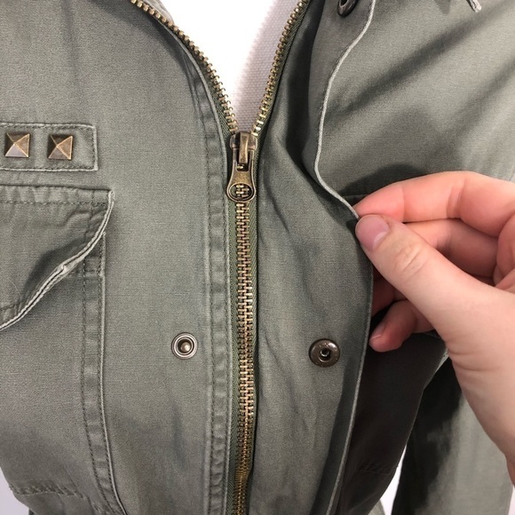 Mudd Military Jacket Small Green Studded Denim Coat - Picture 6 of 9